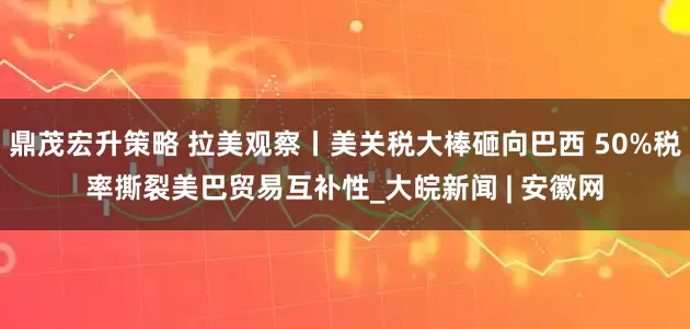鼎茂宏升策略 拉美观察丨美关税大棒砸向巴西 50%税率撕裂美巴贸易互补性_大皖新闻 | 安徽网