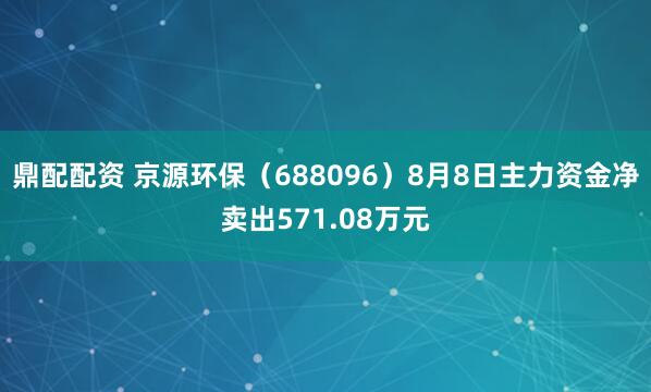 鼎配配资 京源环保（688096）8月8日主力资金净卖出571.08万元
